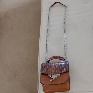 Vintage MARTINI Crossbody Bag with Woven Rattan look & silver chain/ Clasp